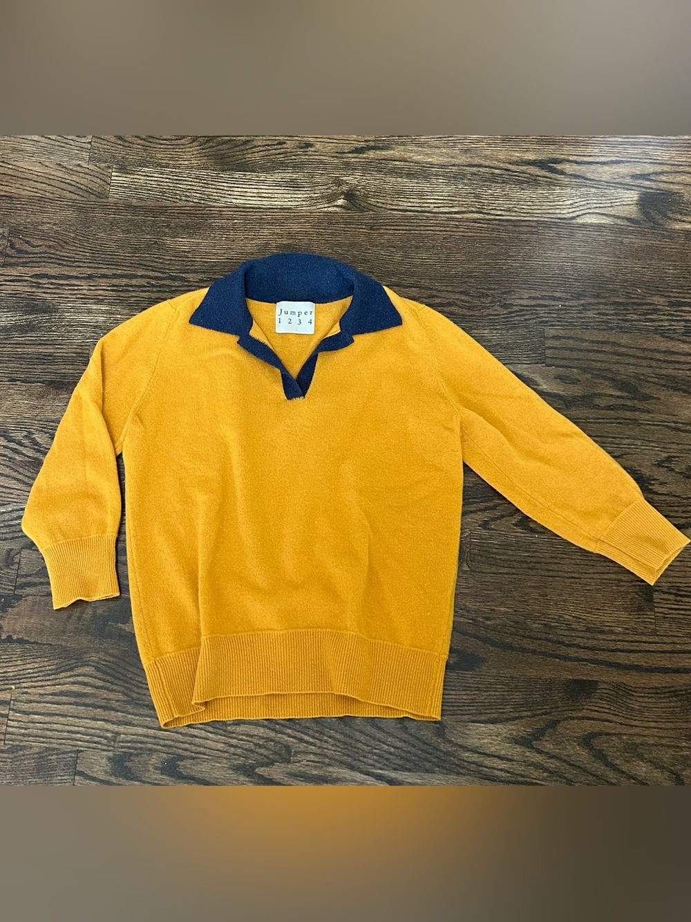 Women’s Jumper 1234 Mustard Yellow Polo-Collar Sweater